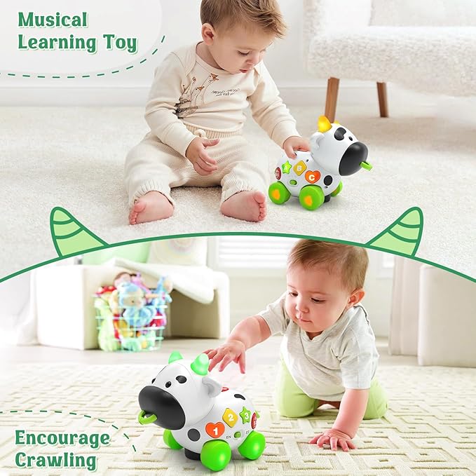 Talkfun Musical Cow Toys for 1+ Year Old Boy Girl, Bilingual Baby Toy 6-12-18 Month, One Year Old Boy Toys, 1 Year Old Girl Gift, Learning Toddler Toy Age 1-2, First Christmas 1st Birthday Gift