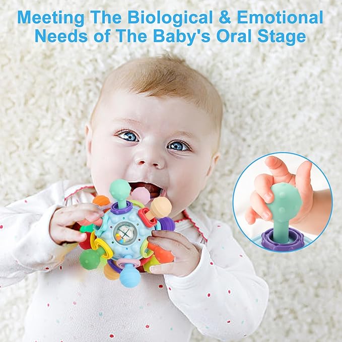 TOHIBEE Baby Montessori Sensory Teething Toy + Baby Teething Ring for 0-6 6-12 Months