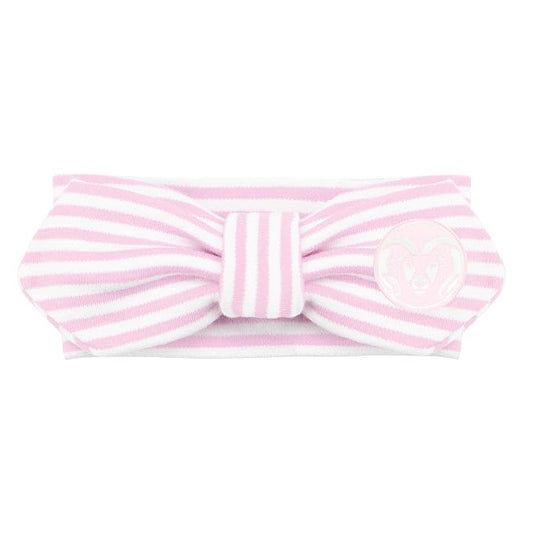 Creative Knitwear Colorado State Rams Infant Girls Pink/White Striped Hair Knot Headband Embroidered Logo - Size Newborn - 4T