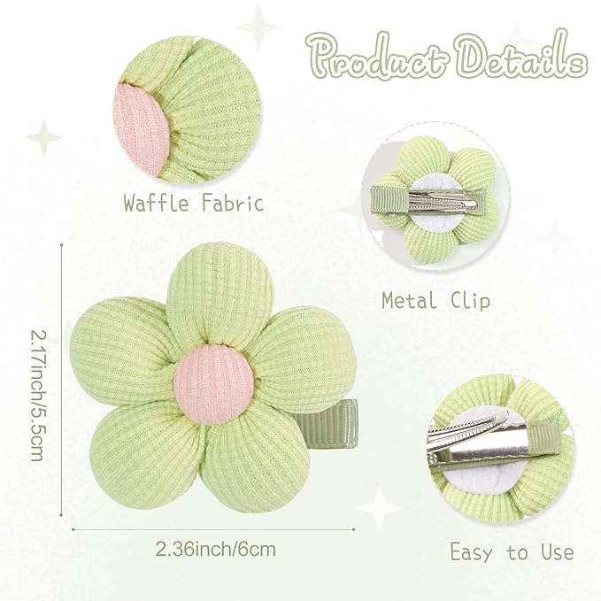 CÉLLOT Flower Hair Clips,10 Pcs Non-Slip Flower Bows Alligator Clips Hair Accessories for Girls Toddlers Teens and Women(Spring Colors)