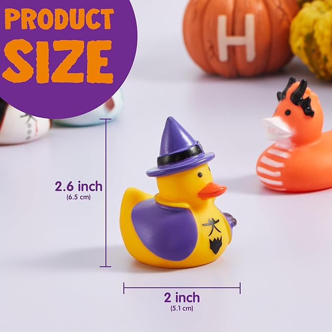 JOYIN 36 Pcs Halloween Ducks Bath Toys, Rubber Ducks Bulk for Halloween Party Favors, Mini Duckies Baby Bathtub Toys for Trick or Treating Goodie Bag Fillers, Classroom Prizes