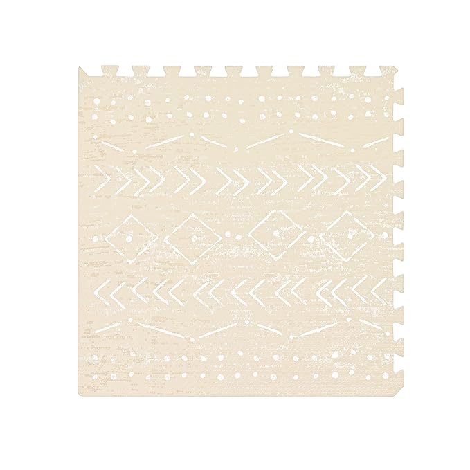 Lillefolk Baby Play Mat for Floor – 6x6ft Beige | Soft Non Toxic Premium EVA Foam Tiles for Tummy Time, Crawling & Playroom – Waterproof for Hard Floors Mat for Babies & Toddlers (9 Tiles)