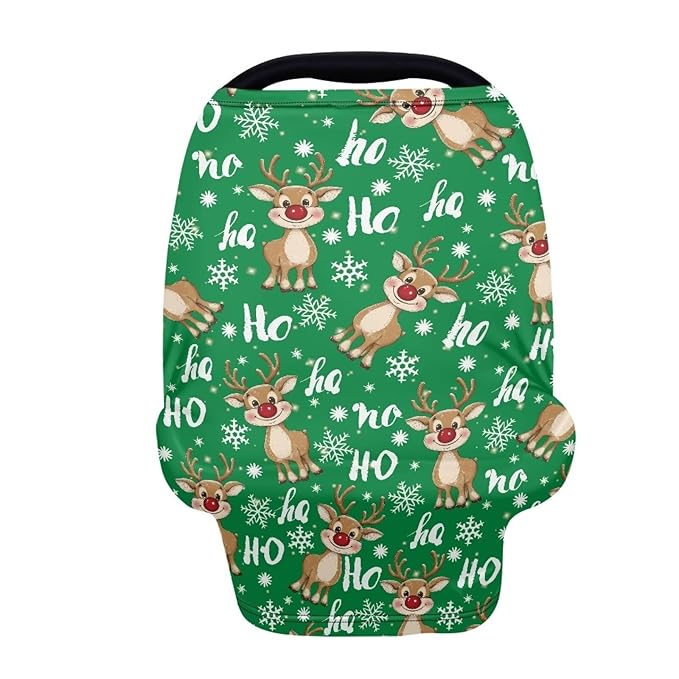 AFPANQZ Christmas Deer Baby Car Seat Covers for Girls Multifunctional Infant Car Seat Canopy Nursing Breastfeeding Scarf Shield Soft Breathable Stretchy Baby Car Seat Canopies