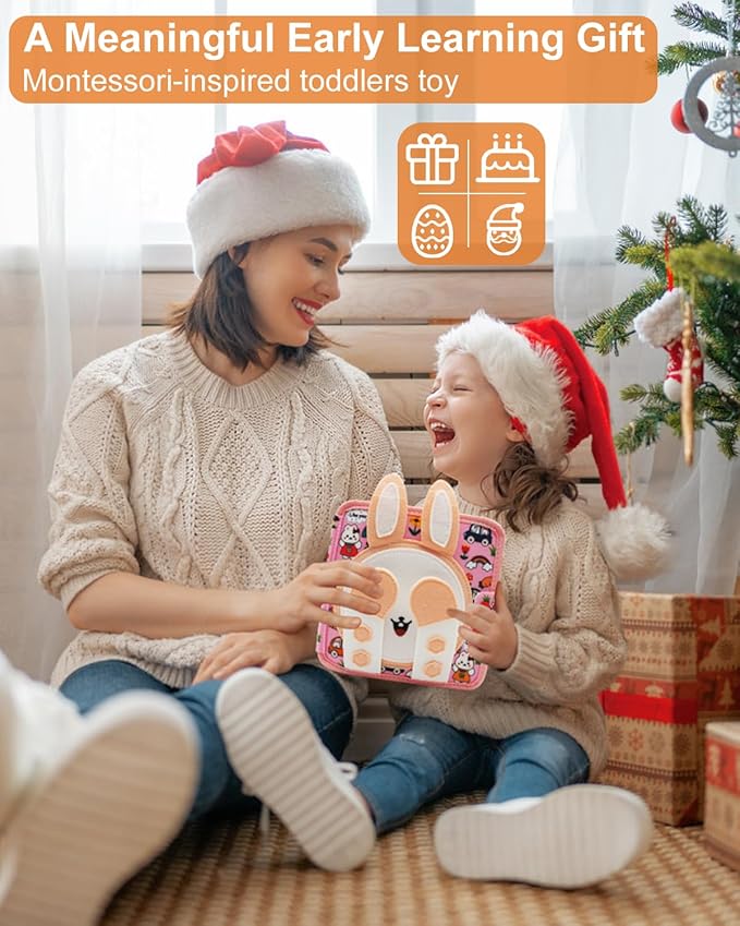 Busy Book for Toddlers 1-3, Montessori Toys for 1 Year Old, Baby Activity Quiet Books, Kids Travel Toys, Busy Board for Toddlers 3-5, Educational Learning Gifts for Boys Girls, Felt Animals Sensory