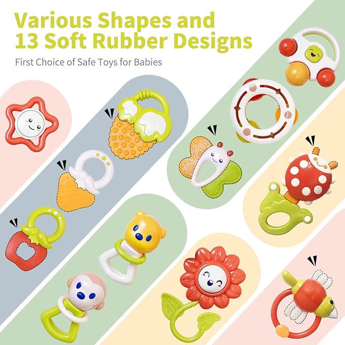 3 in 1 Baby Activity Gym Center, Tummy Time Play Mat, Baby Rattles Set with Storage Case, Teething Toys for Babies, Newborn Christmas Gift for Baby Infant Boys and Girls 0 1 2 3 4 5 6 7 8 9 1