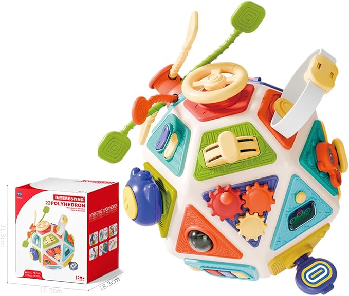 Womiluna 22-in-1 Montessori Busy Board Activity Cube Toys for 1 Year Old Toddlers Educational Learning Sensory Travel Toy for Infant 6-12 12-18 Months Toys Gifts