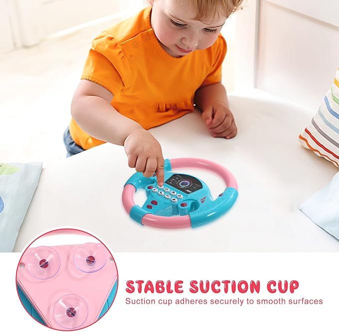 TOYANDONA Toddler Steering Wheel Toy for Kids Simulated Driving Controller Electric Early Learning Educational Musical Toy Pretend Driving Seat for Children Boys and Girls 4 5 6 Years Old