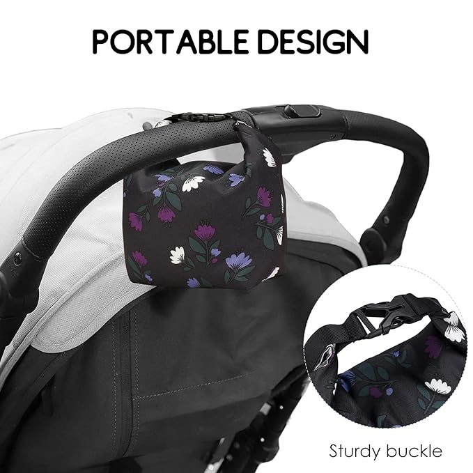 SONARIN Large Pacifier Bag with Buckle,Portable Waterproof Pacifier Holder Case Baby Dummy Case Soother Pod Lunch Bag Storage Bag for Holding Pacifiers Snacks Baby Bottles(Purple Flowers)