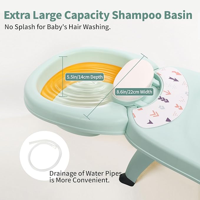 Hair Washing Station for Kids Children's Shower Seat Adjustable Children Shampoo Chair Bath Seat Household Foldable for 1 to 16 Years Old
