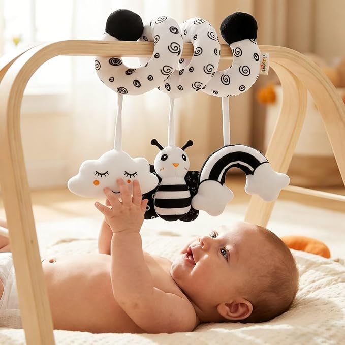 Multi-Use Baby Spiral Activity Toy – Spiral carseat Toy for Car Seat, Stroller,Play Gym, Keeps Baby Quiet, Easy Travel Solution