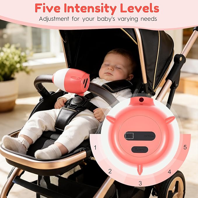 Hands-Free Baby Stroller Rocker | Automatic Rocking Device for Cribs, Bouncers, and Strollers | Baby Vibrating Soother with 5-Speed Settings, 12-Hour Portable Use, 40-Minute Timer, Newborn Essential