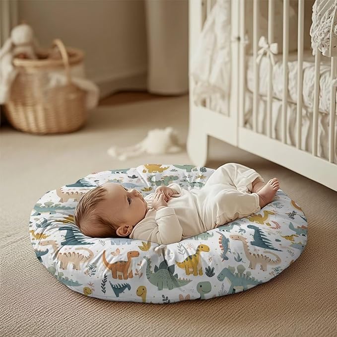 Multi Dinosaur Newborn Lounger Pillow Cover Strechy Newborn Lounger Cover, Removable and Ultra Soft Sung Fitted Baby Lounger Slipcover Protector Baby Essentials