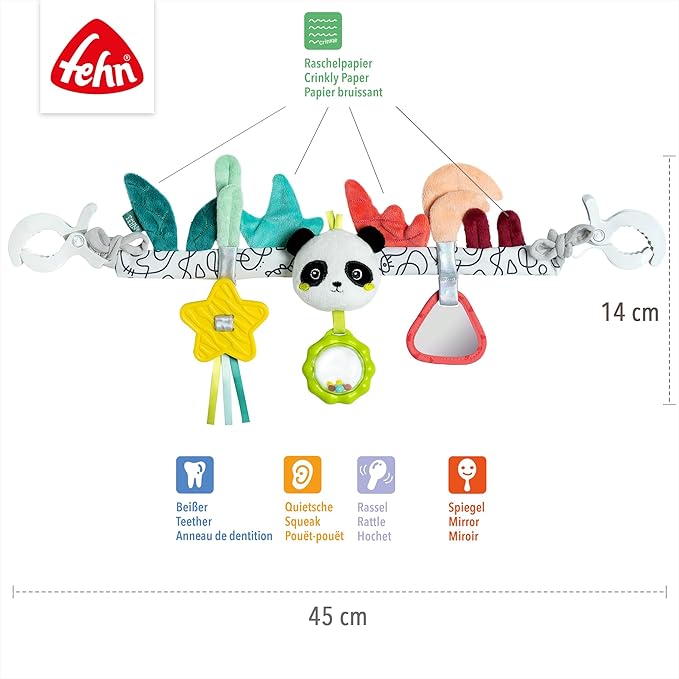Fehn Panda Stroller Chain, Mobile Baby Chain with Cute Sea Creatures, Flexible Hanging Baby Toy, Pram Toy for Babies and Toddlers 0+ Months