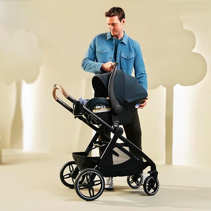 Maxi-Cosi Zelia Pro 5-in-1 Travel System with Mico Pro Infant Car Seat, Baby Stroller Combo, Reversible Seat, Large Wheels, Adjustable Handle, Newborn to Toddler, Lightweight, Seascape