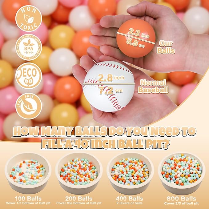 GOGOSO Ball Pit Balls for Toddlers Dogs Baby, 2.2 Inch Pastel Play Ball Toys Kid Ballpit, Bounse House, Birthday, Tent, Party,100 pcs