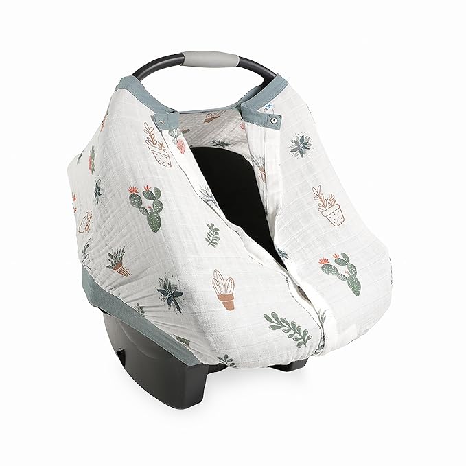 Little Unicorn Baby Car Seat Canopy | Soft & Breathable Muslin Fabric | Magnetic Closure Cover & Universal Fit | for Protection & Privacy | Nursing Cover (Prickle Pots)
