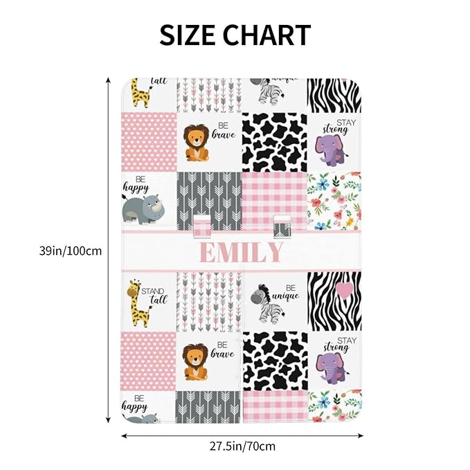 Personalized Baby Car Seat Canopy for Babies, Custom Name Car Seat Covers for Girls, Opening Minky Nursing Breastfeeding Cover for Infant, Carseat Canopies for Newborn (Zoo Animals)