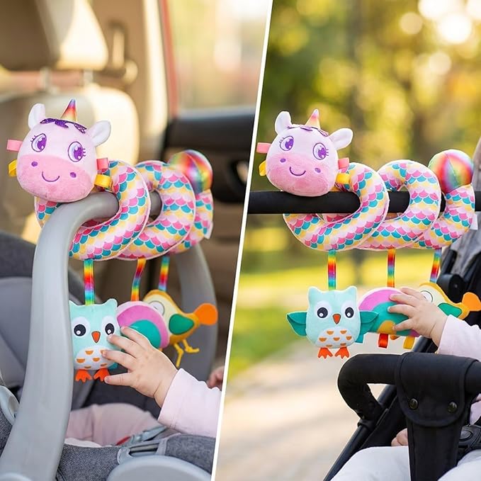 Multi-Use Baby Spiral Activity Toy – Spiral carseat Toy for Car Seat, Stroller,Play Gym, Keeps Baby Quiet, Easy Travel Solution