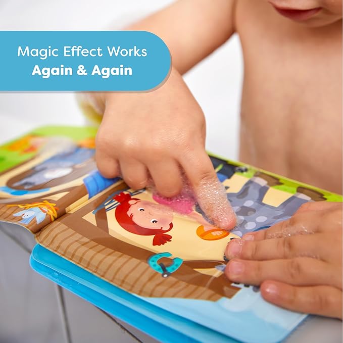 HABA Magic Color Changing Bath Book: Animal Wash Day, Bath Toys for Toddlers, Water Toys for Toddlers 18-36m & Water Table Accessories