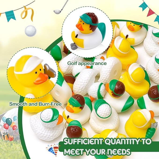Deekin Rubber Ducks 2 Inch Bulk Sport Party Favors for Team Events Decorations Birthday Party Supplies Club Player Gift(24 Pcs,Golf Player)
