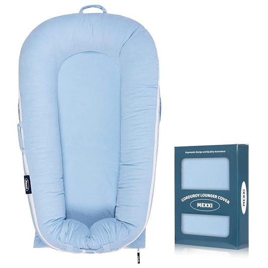 Corduroy Lounger Cover for Dockatot Deluxe+ Docks | MEXXI Breathable Cotton Baby Lounger Extra Cover | Hypoallergenic Baby Nest Replacement Cover (Cover Only) (Corduroy, Baby Blue)