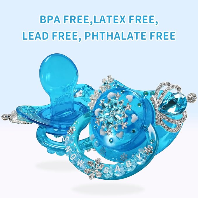 CutiePlusU Adult Sized Pacifier Dummy Crystal DIY Handmade-Blue