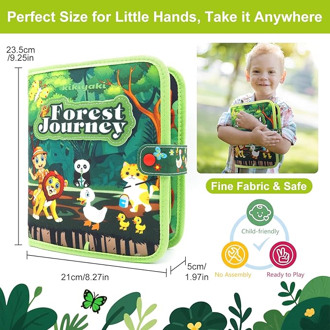 Busy Book for Toddlers 1-3, Montessori Toys Busy Board for 1 Year Old, Forest Story, Sensory, Early Learning, Baby Boys Girls Birthday Gifts, Quiet Activity Books Airplane Car Travel Toy