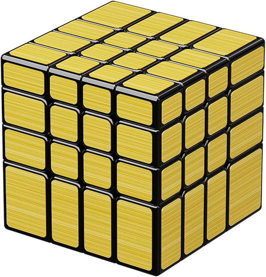 Willking Mirror Cube 4x4x4 Speed Cube 4x4 Mirror Blocks Cube Different Shapes Golden Cube