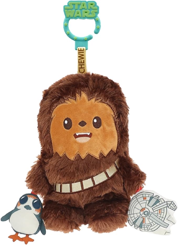 Kids Preferred Star Wars Chewbacca On the Go Activity Toy - with Rattle, Crinkle, Squeaker, Teether, Travel Clip, Sensory Toy, for Ages 0+