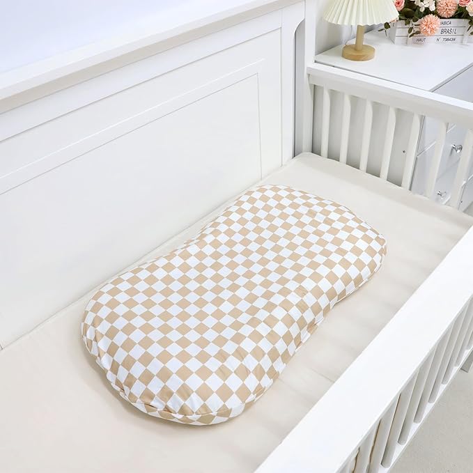 DILIMI Baby Lounger Cover for Boys and Girls, Removable Cover Ultra Soft Comfortable Lounger Slipcover, Light Brown Checkerboard (Lounger not Included)
