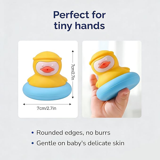 2-Pack Duck Baby Teething Toys, Detachable Silicone Infant Teethers & Bath Toys, Floating Water Sensory Toys for Babies 3+ Months, Food Grade BPA-Free Chew Toys for Bathtub & Pool, Ideal Baby Gift