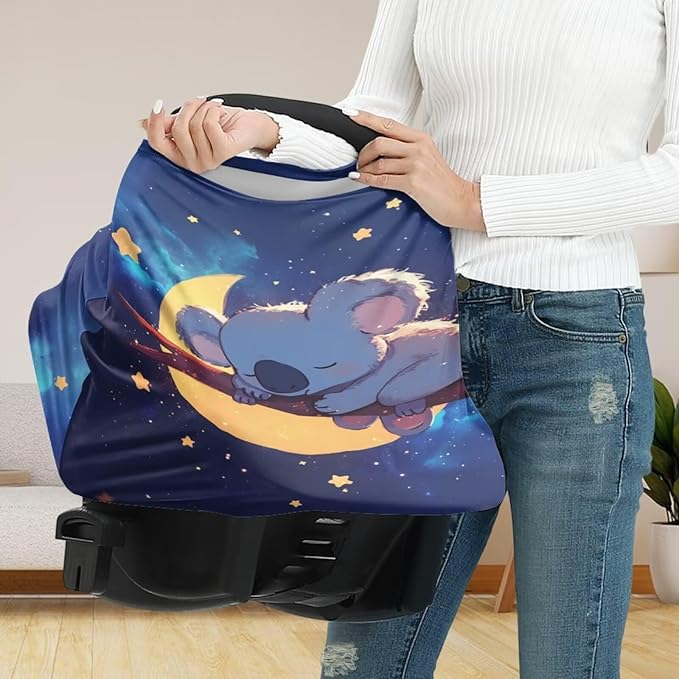 Youngerbaby Koala Galaxy Nursing Cover Breastfeeding Soft Infant Carseat Canopy Stretchy Breathable Cover for Stroller High Chair Shopping Cart Canopies