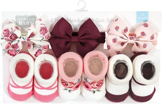 Hudson Baby Girl's Headband and Socks Giftset