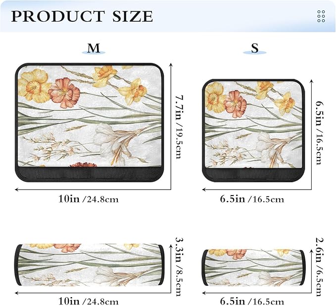 Car Seat Belt Pads Covers Set of 2 Soft Unique Camera Bag Strap Cover for Adults Child Kids S Fall Flowers Daffodil Carnation Freesia White