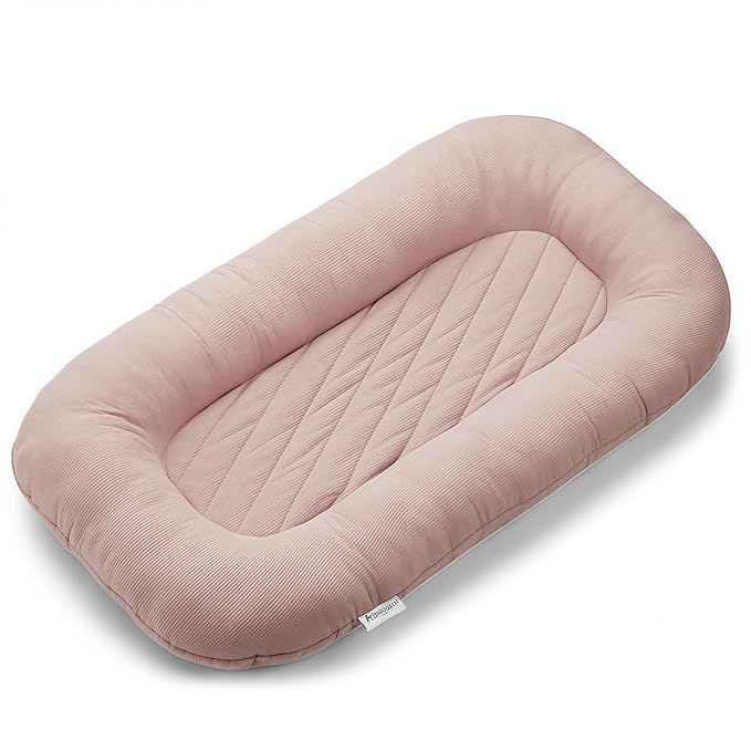 Oversize Baby Lounger for Newborn - 0-12 Months Infant Lounger Breathable Cotton Baby Nest Lounger Playtime Mat for Infant Essentials Baby Shower Gifts (Pink)