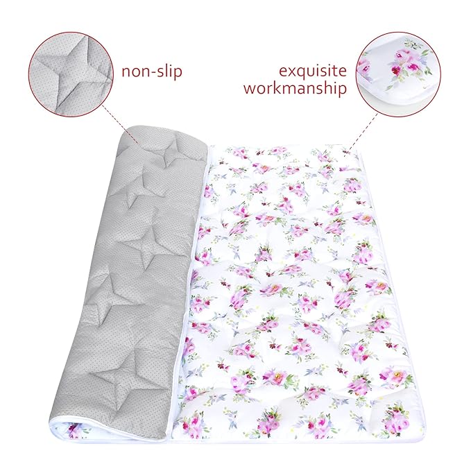 Baby Playpen Mat 59x59 Inches, One-Piece Crawling Non Slip Padded Pad for Playing, Baby Play Floor Mat for Babies, Toddlers, Floral