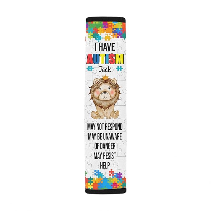 I Have Autism Dinosaur Personalized Name Autism Awareness Seat Belt Covers Special Need Autistic Car Seat Belt Covers for Kid Children Medical Alert 17