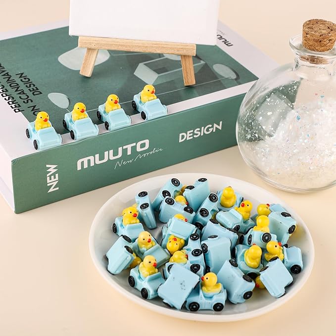 30pcs Duck in a Car Miniature, Resin Mini Ducks Car Dashboard Decor Mini Car Ducks Miniature Garden Decor for Home Garden Car Office Decor(Blue)