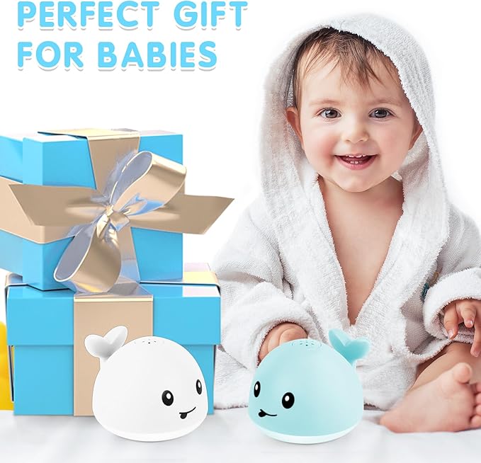 Whale Bath Toy Sprinkler, Baby Easter Basket Stuffers, Light Up Bath Toys for Kids Ages 1-3 Babies 6-12-18 Months, 1 2 3 Year Old Boys Girls Easter Toddler Birthday Gifts, Bathtub Pool Water Table Toy