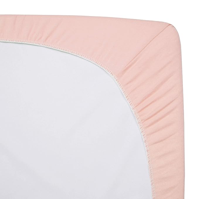 American Baby Company 100% Natural Cotton Fitted Pack and Play Sheet 39" x 27" - Soft & Breathable Pack N Play Sheet for Playpen, Playard & Mini Crib Mattress, Blush Pink, for Boys & Girls