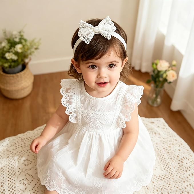 Baby Girls Cute Lace Bow Headband Soft Cotton Elastic Hair Accessories for Toddlers Newborns Ideal for Birthdays Baby Shower Photoshoots Special Occasions