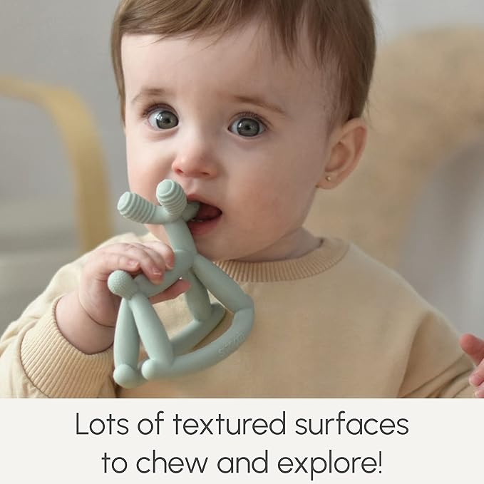 Smooch Rocking Teething Toys for Babies 0-6 Months, 12, 18 - Easy to Hold Silicone Baby Teether, Soft Infant Teething Toys Provides Baby Teething Relief & Soothes Sore Gums (Clear)