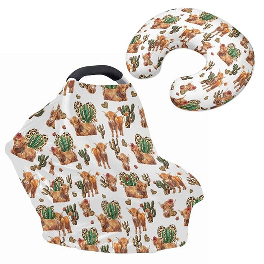 Cacti Cattle Basket Covers for Baby Fits Most Strollers & Baby Car Seats Baby Nursing Pillow Cover Babies Shower Gifts for Boys and Girls