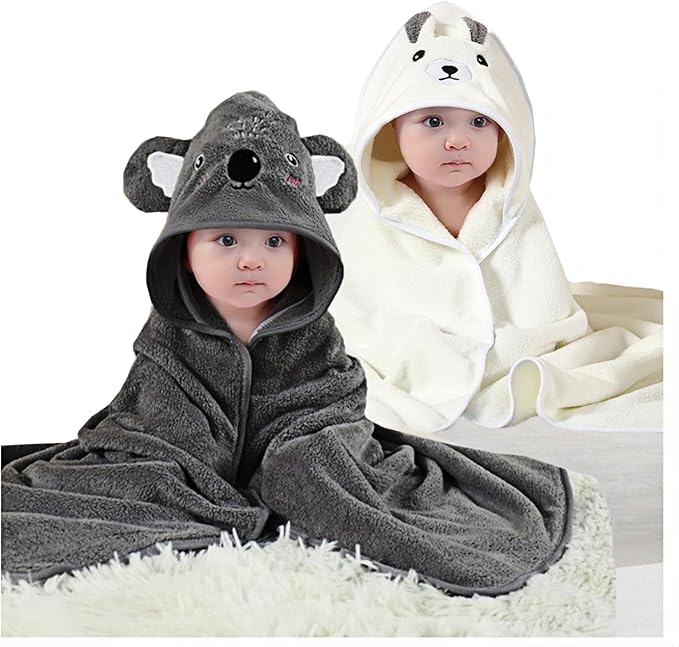 2Pcs Baby Hooded Towel,31 * 31 in Toddler Bath Towels for Newborn Babies,Toallas de Baño para Bebe,Organic Infant Kids Boy Essentials 1-3
