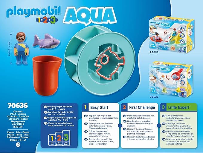 Playmobil 1.2.3 Aqua Water Wheel with Baby Shark