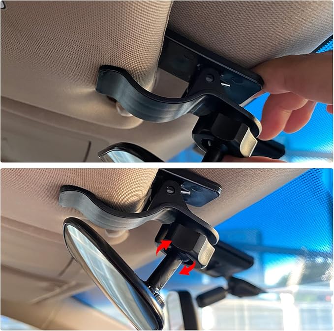 Baby Car Mirror, Universal Car Interior Rearview Baby Mirror for Car with Wide Angle Convex Mirror, 360 Degree Adjustable Easily Observe the Baby’s Move, Clip-on Sun Visor