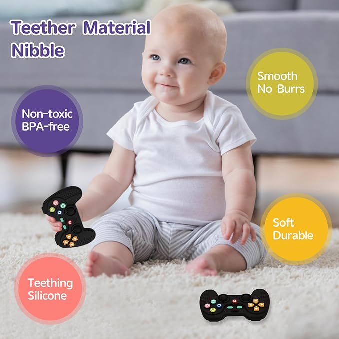 Hooku Silicone Teethers for Babies 0-6 Months, Teething Toys for Babies 6-12 Months, Baby Remote Control Toy, Infant Toys 0-3 Months, Sensory Chew Toys, Toddler Newborn Baby Girl Boy Gifts