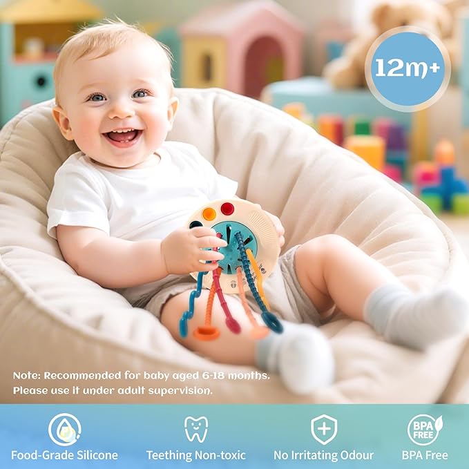 Baby Toys for 1 Year Old, Montessori Toys Hanging in Stroller, Sensory Toy for Todders 12-18 Months+, UFO Pulling Educational Game for Developing Motor Skills Gift for Boys& Girls
