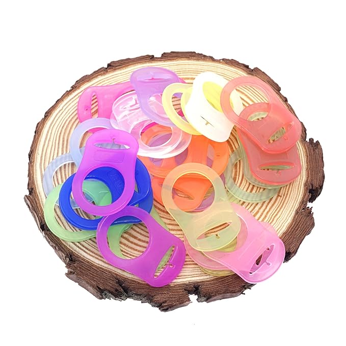 12Pcs Soft Silicone Baby Pacifier Clips Holders Silicone Adapter Pacifier Rings Infant Baby Pacifier Dummy Rings Mix 12 Colors