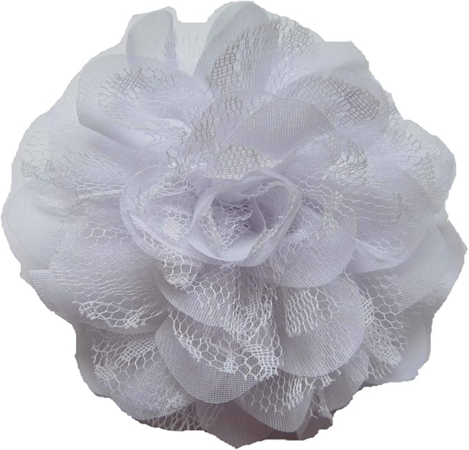 YYCRAFT Large Chiffon Lace Flower 4.25" Hair Flower for DIY Headband Baby Flowers Bows Craft and Party Decoration(White,8pcs)